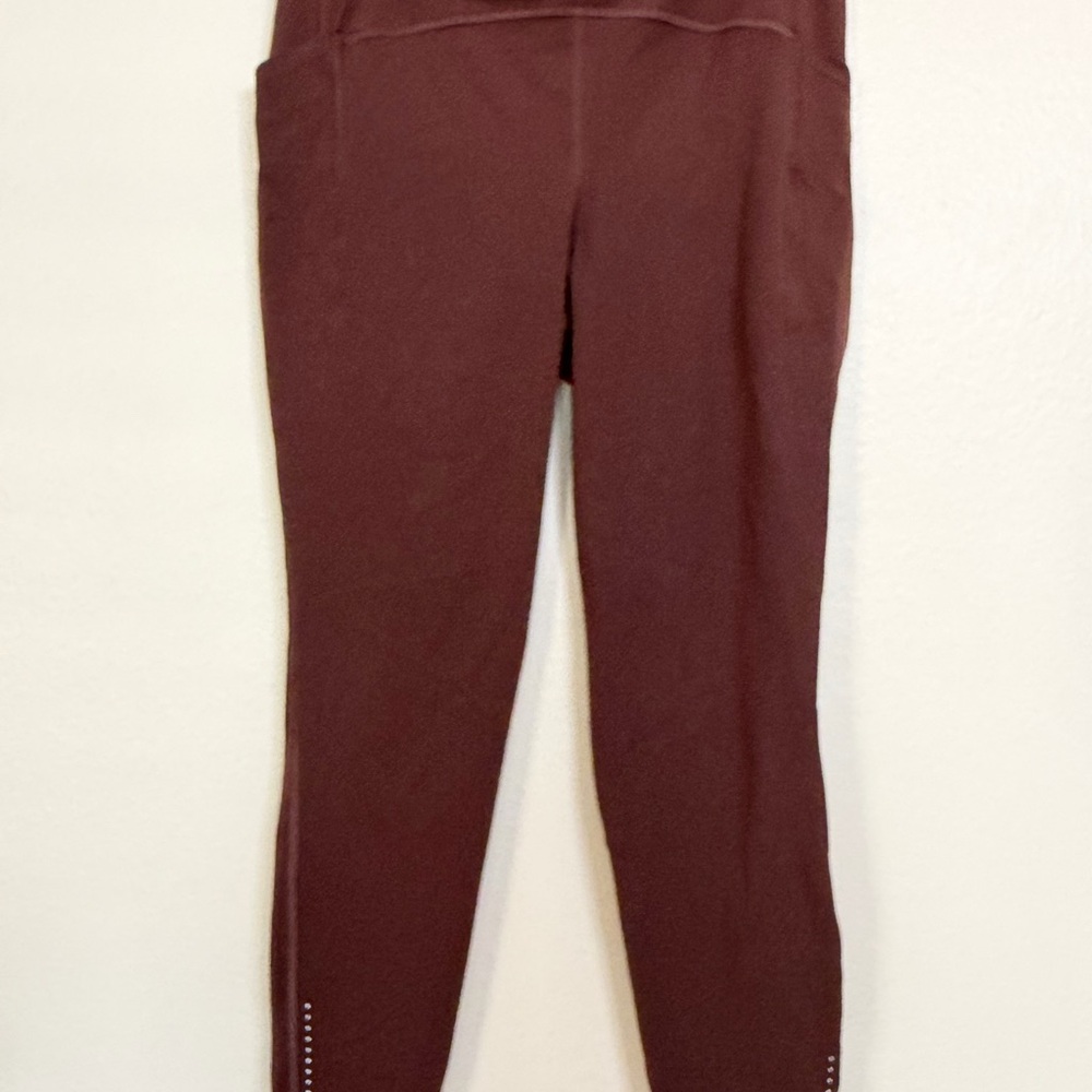 Lululemon High Rise Leggings Brown Size 10 Side Pocket Athletic Tight